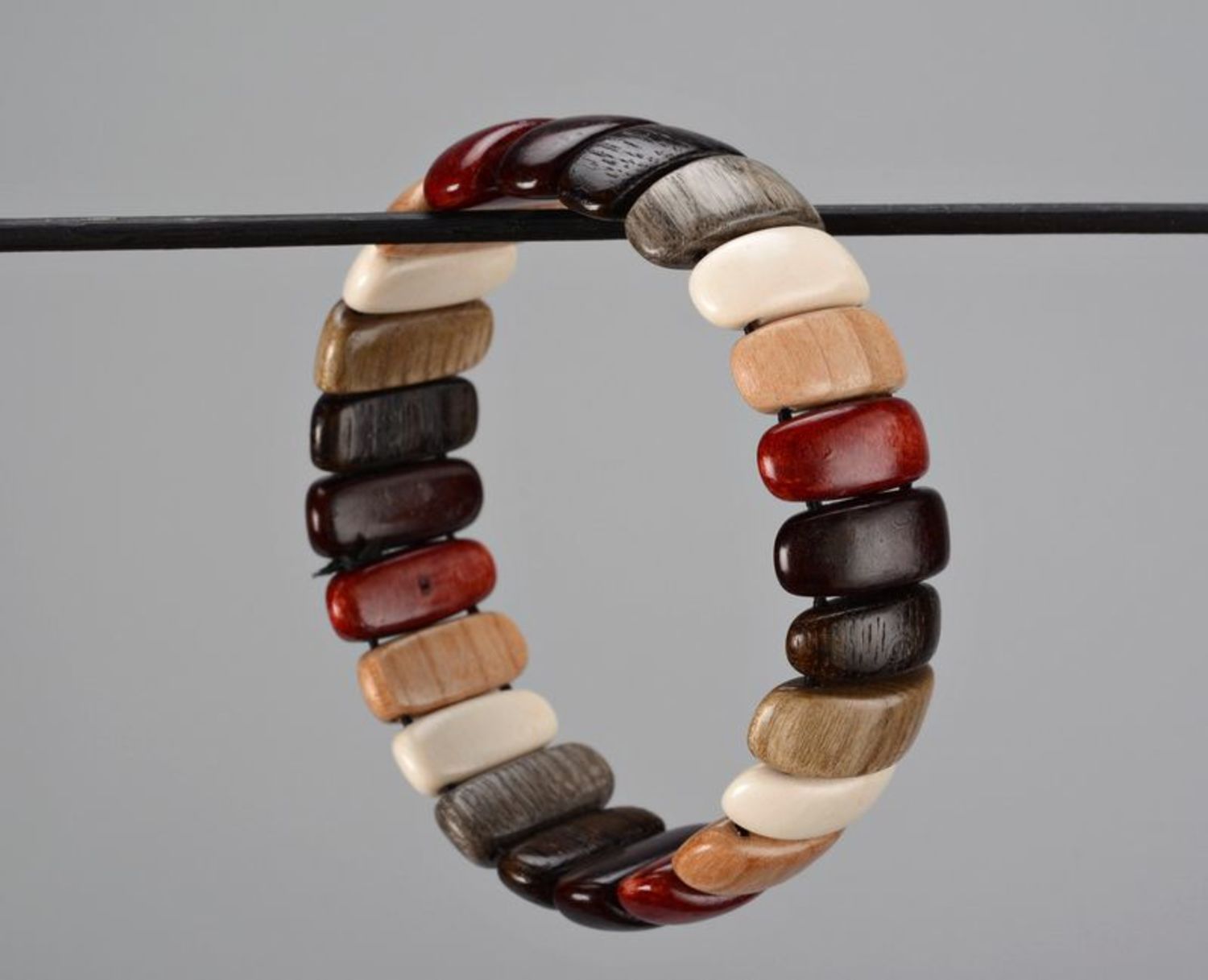 Wooden bracelet on elastic band photo 4