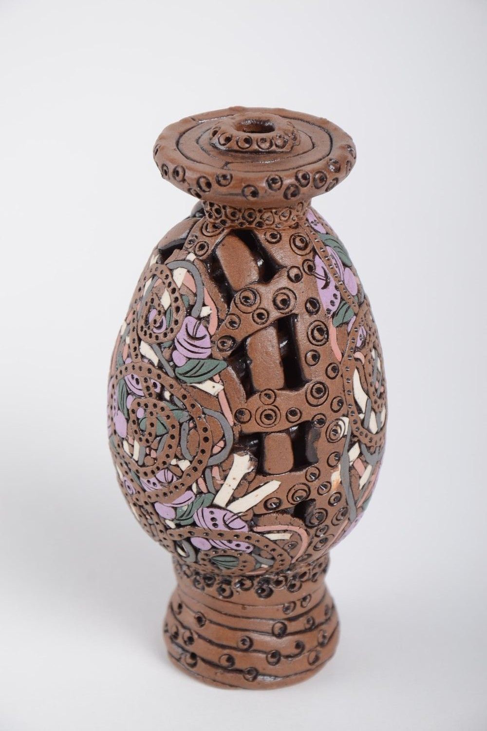 Portavelas de cerámica hecho a mano sostenedor de velas diseño de interior foto 4