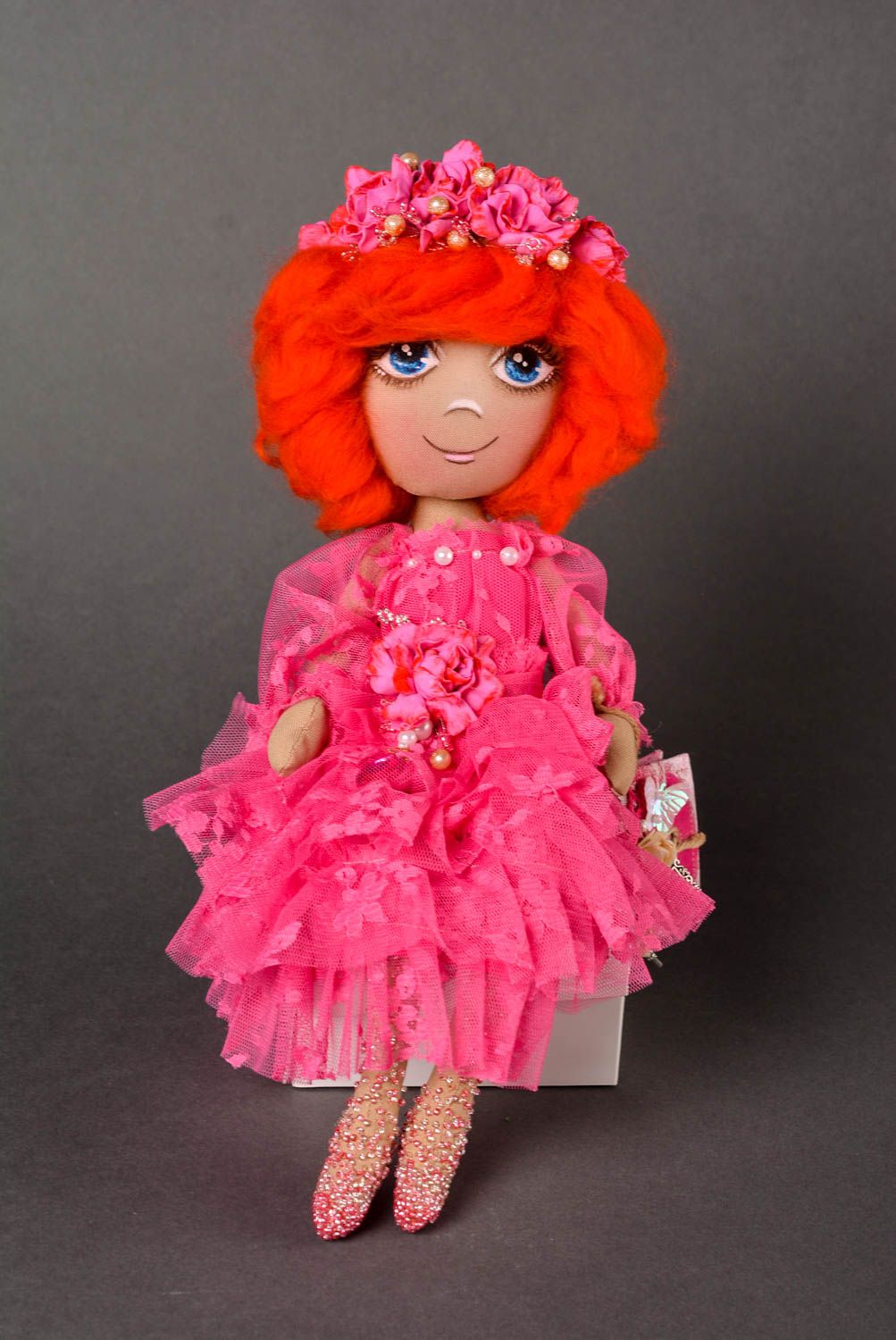 Кукла ручной работы кукла из ткани авторская мягкая кукла с рыжими волосами фото 1