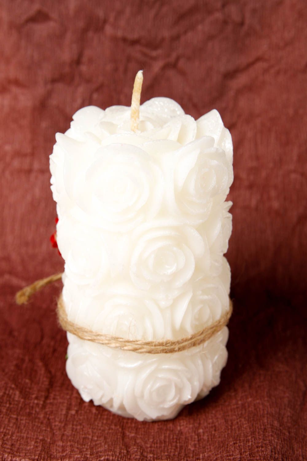 Handmade weiße dekorative Kerze schöne Kerze aus Paraffin mit Rosen Haus Deko  foto 4