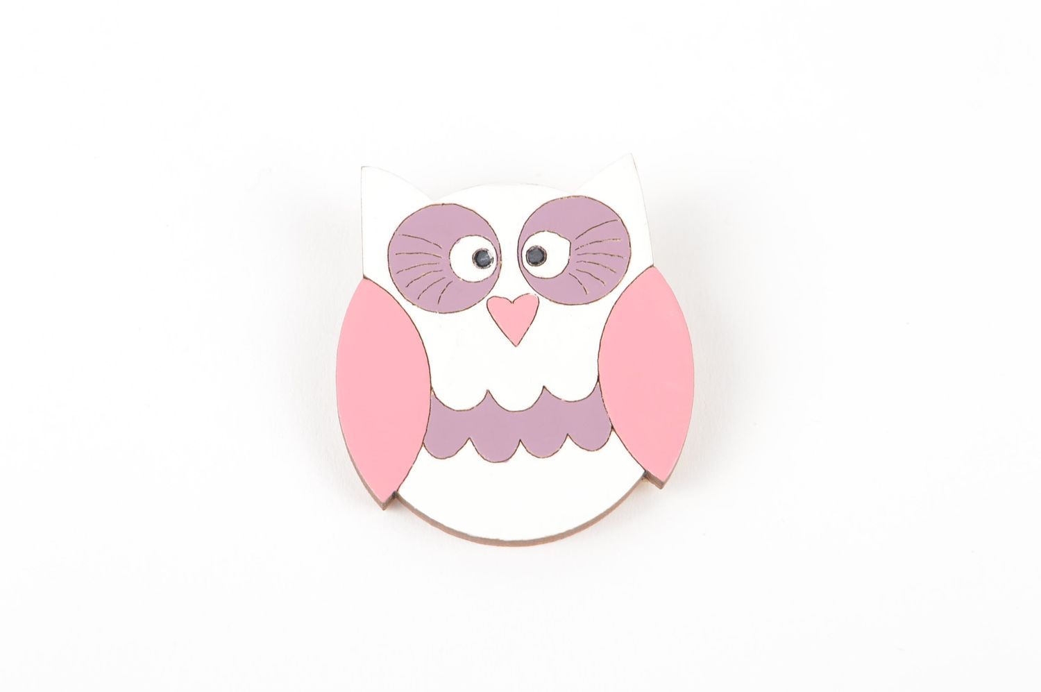 Handmade brooch made of wood cute owl brooch stylish winter jewelry gift photo 2