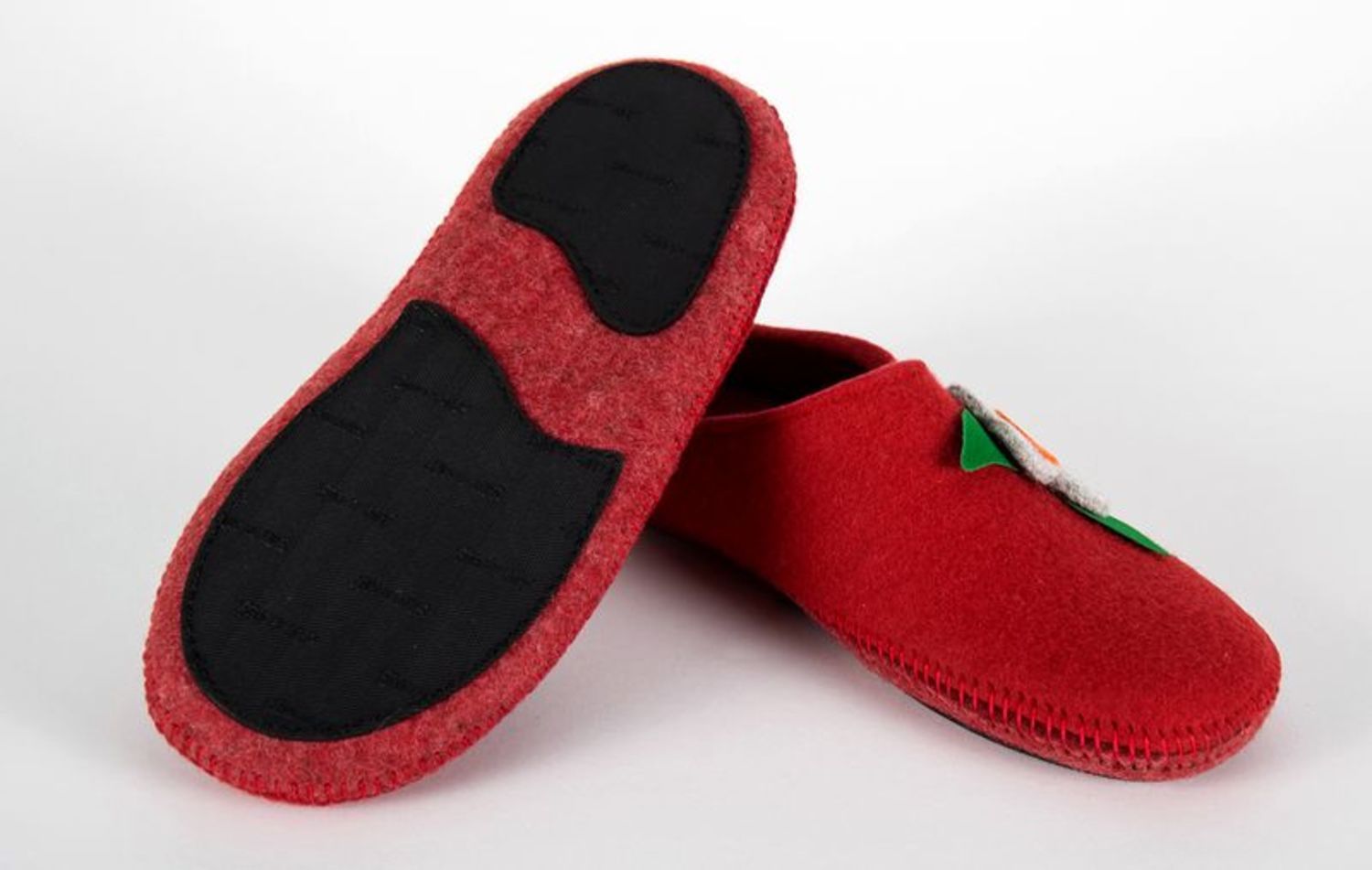 Women's bedroom clogs made from wool of red color photo 4