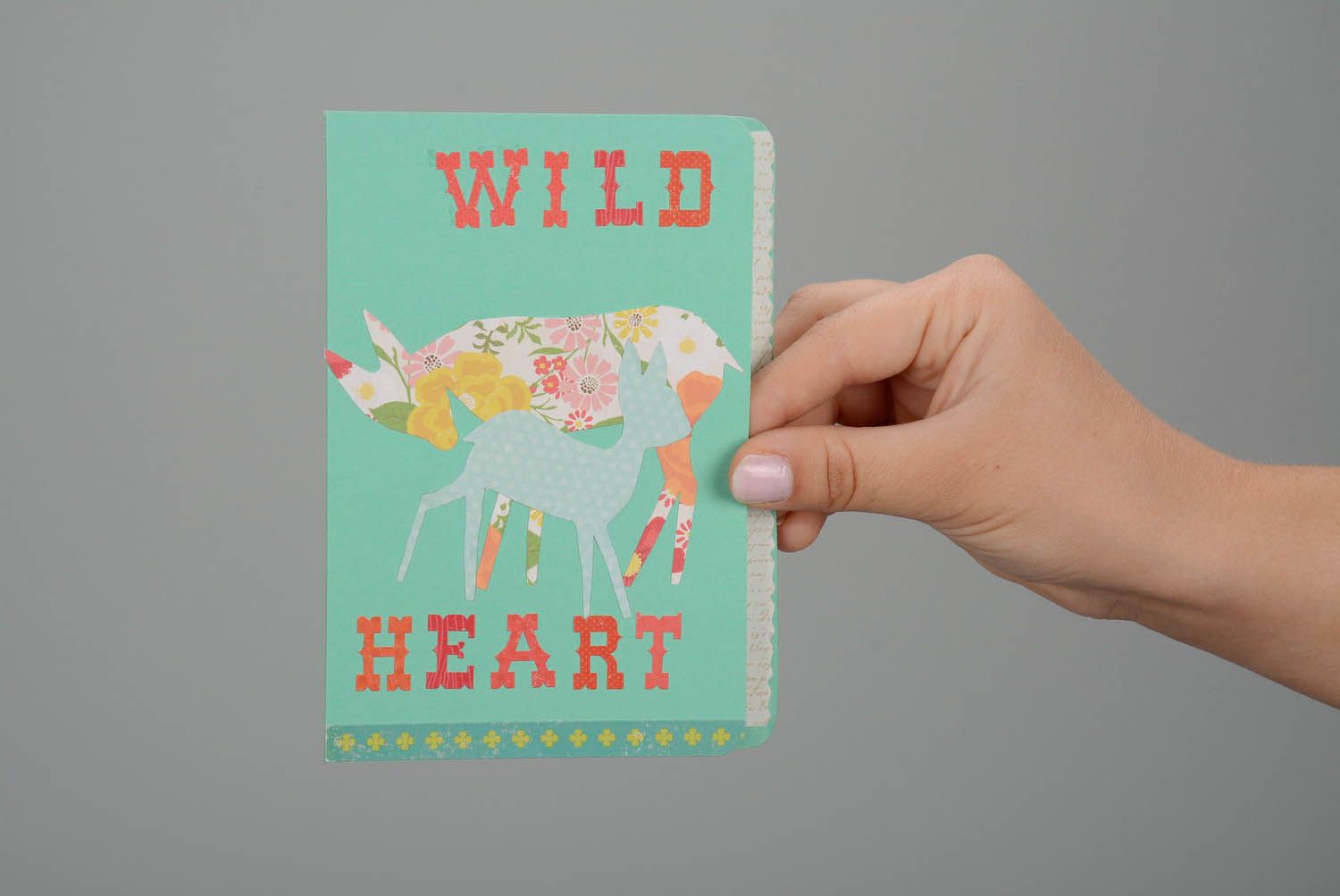 Schöne Postkarte handmade Wild Heart foto 2