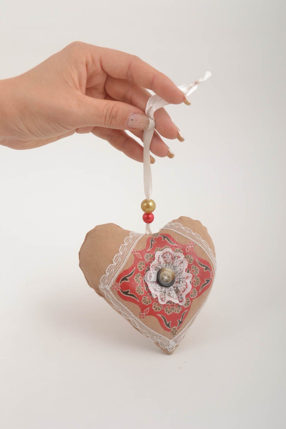 Декор для дома ручной работы мягкое сердце из ткани декоративное сердце фото 5