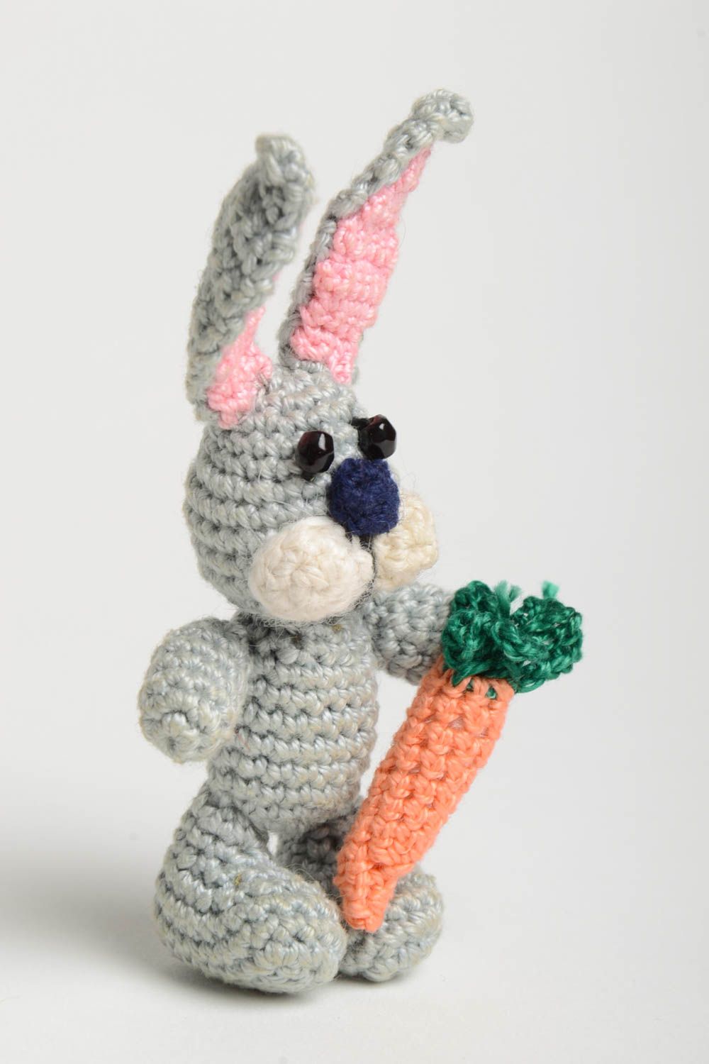 Crocheted handmade soft toy textile toy rabbit unusual present for kids photo 5