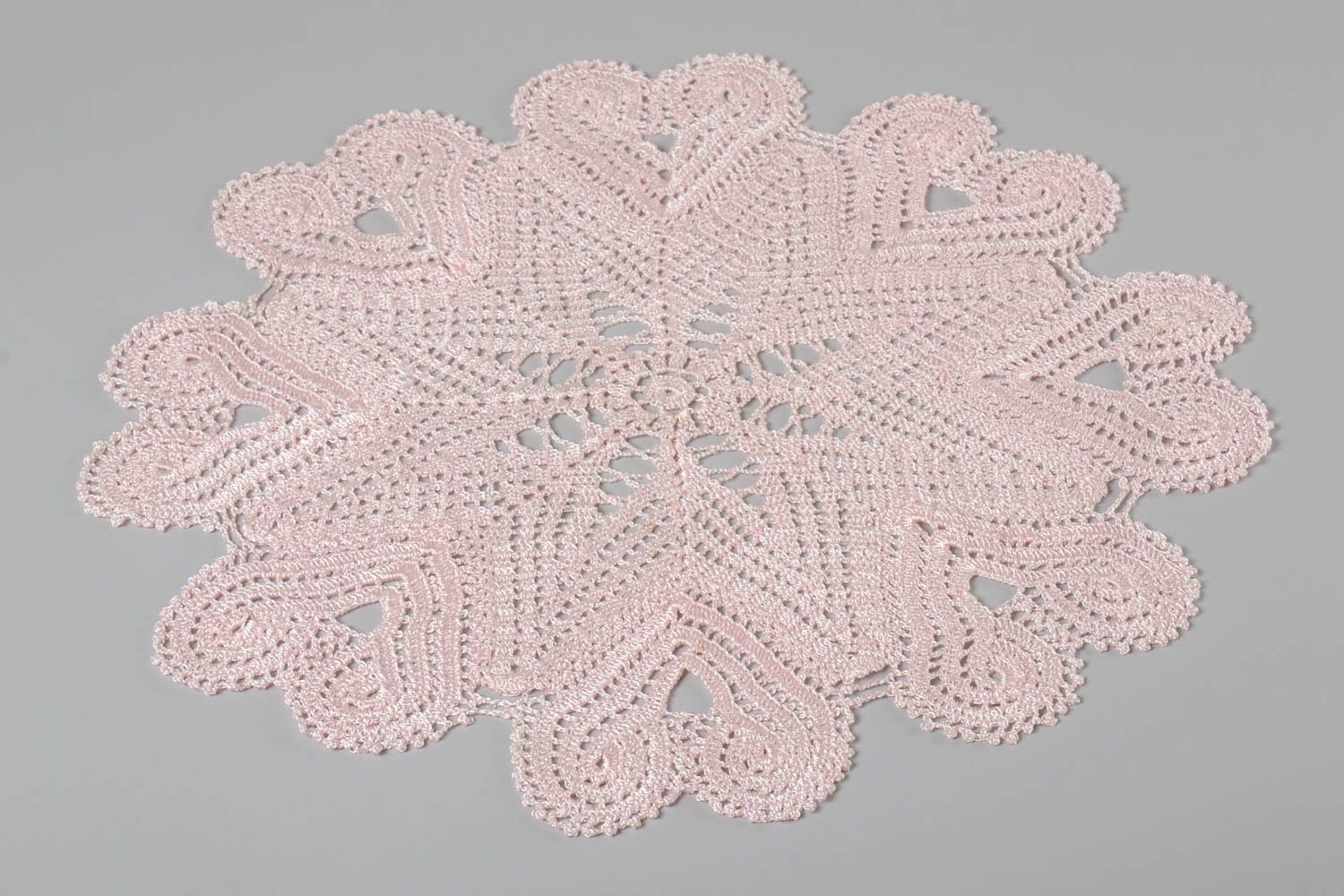 Handmade round decorative napkin designer unique hand-crocheted table cloth photo 2