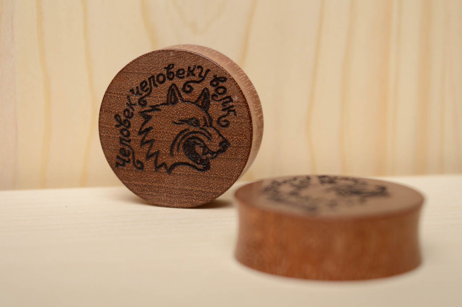 Wooden plugs with engraving photo 5