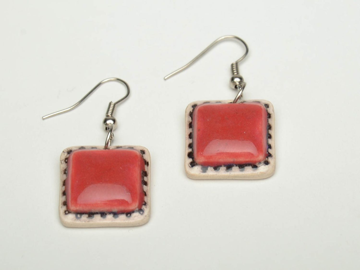 Bright handmade ceramic earrings photo 2