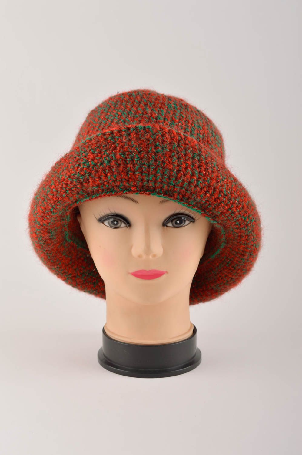 Handmade gehäkelter Hut Damen Accessoire Hut für Frauen ziegelrot für Winter foto 2