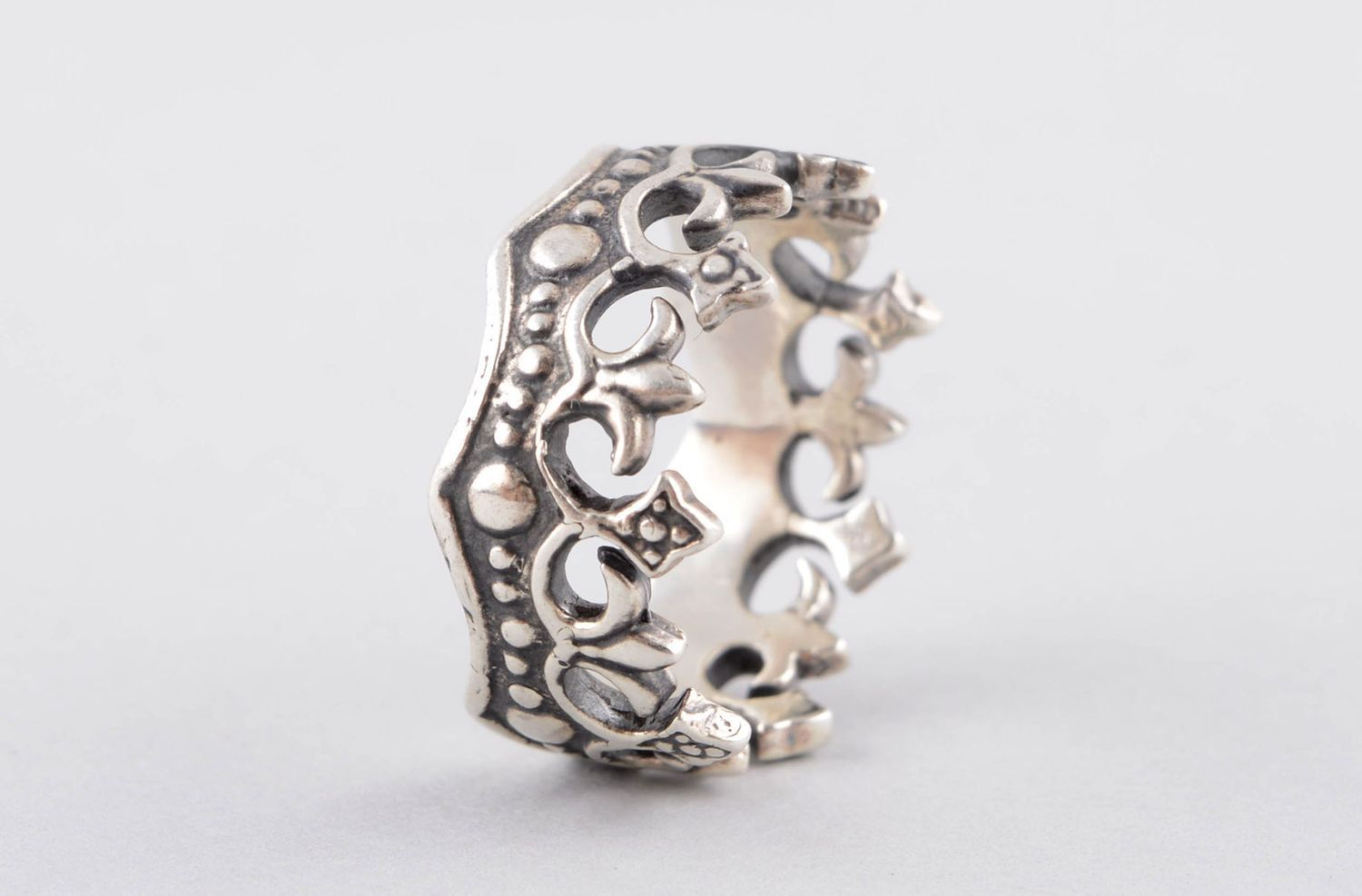 Кольцо ручной работы бронзовое кольцо симпатичное женское кольцо в виде короны фото 3
