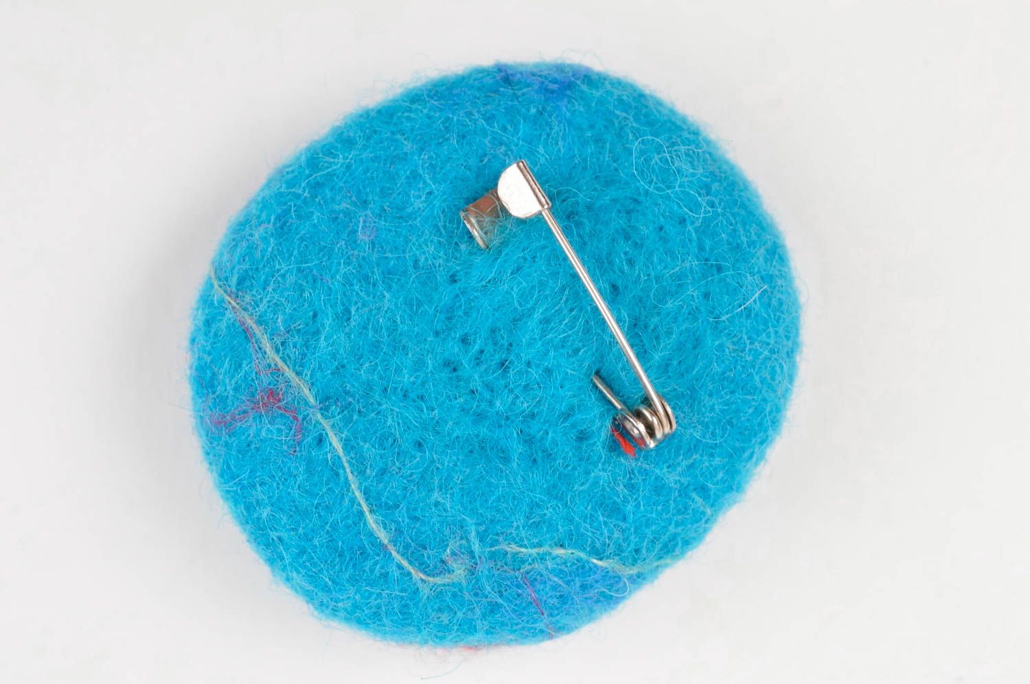 Schmuck Brosche handgemachter Schmuck Accessoire für Frauen aus Wolle blau foto 3