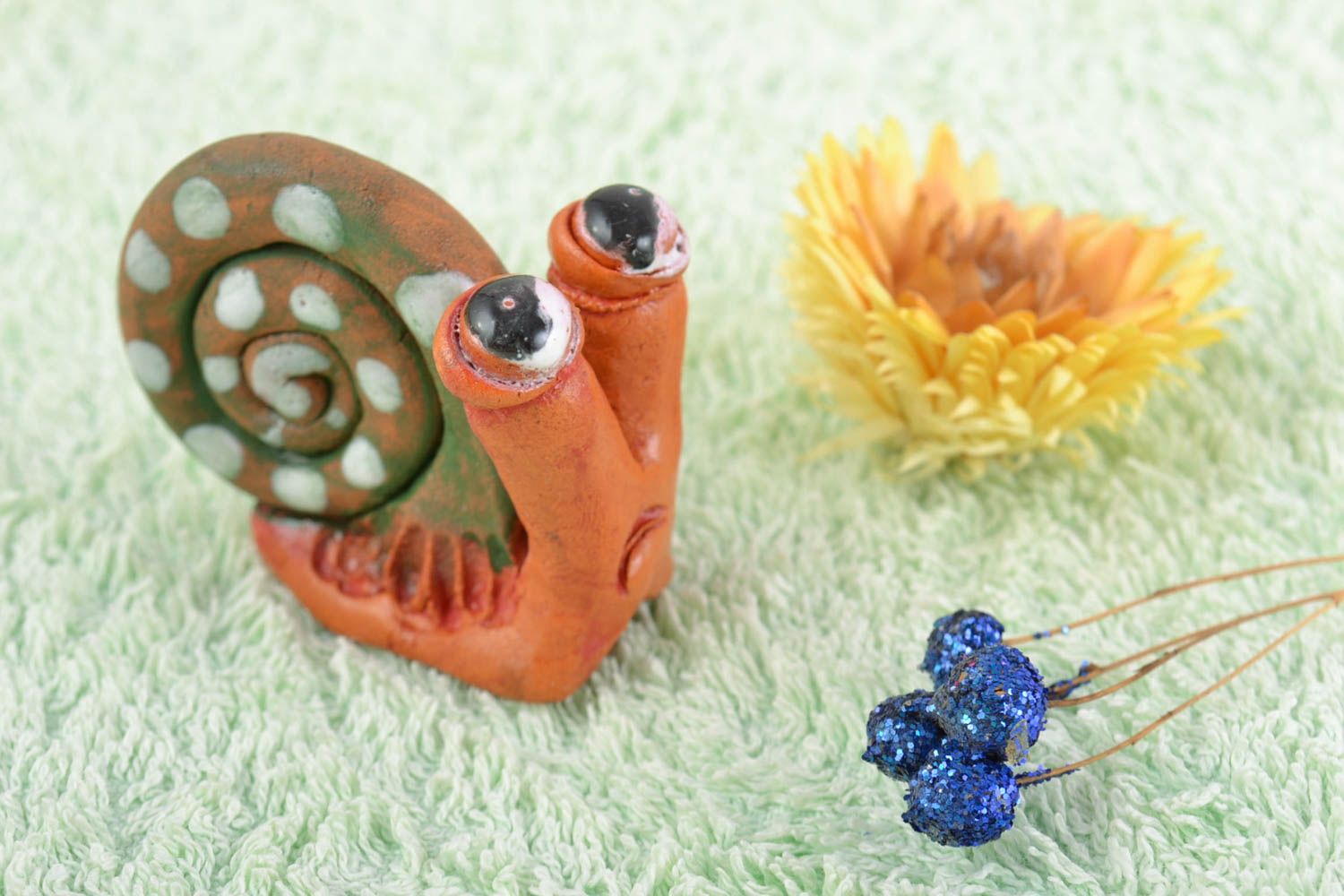 Handmade beautiful figurine with painting cute snail unusual home decor ideas photo 1