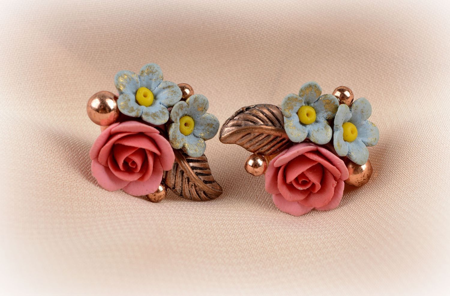 Grelle Blumen Ohrringe handgemachter Polymer Schmuck Geschenk für Frauen foto 5