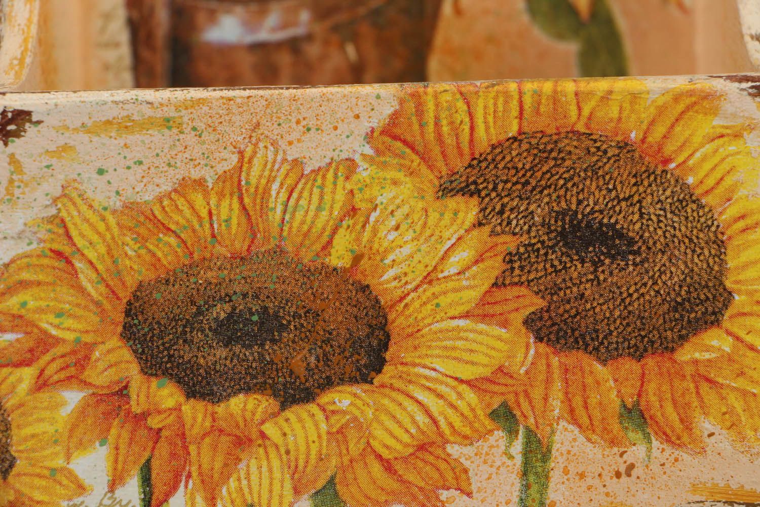 Behälter aus Holz für Gewürze Sonnenblumen  foto 4