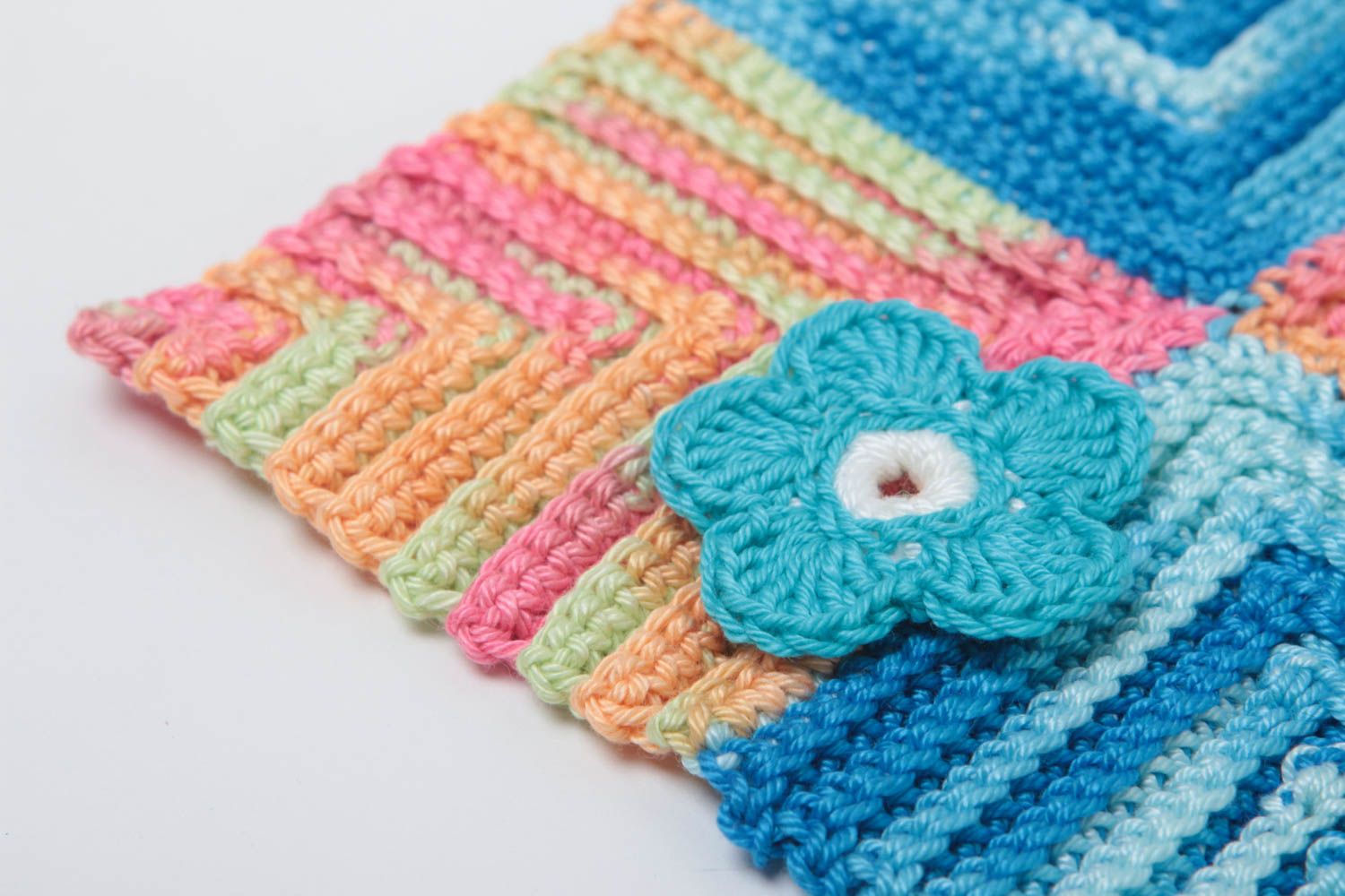 Manique au crochet faite main Textile de cuisine avec fleur Accessoire cuisine photo 3