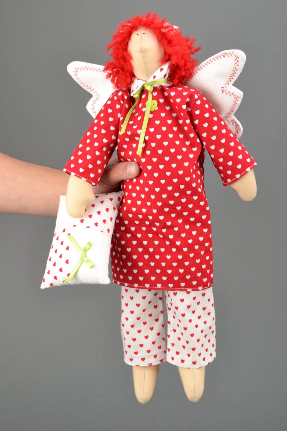 Bambola bella in stoffa fatta a mano pupazzo tessile originale angelo foto 2