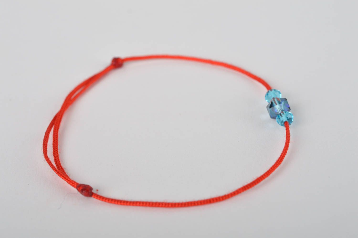 Pulsera con cuentas azules artesanal pulsera de hilo rojo pulsera para mujer  foto 3