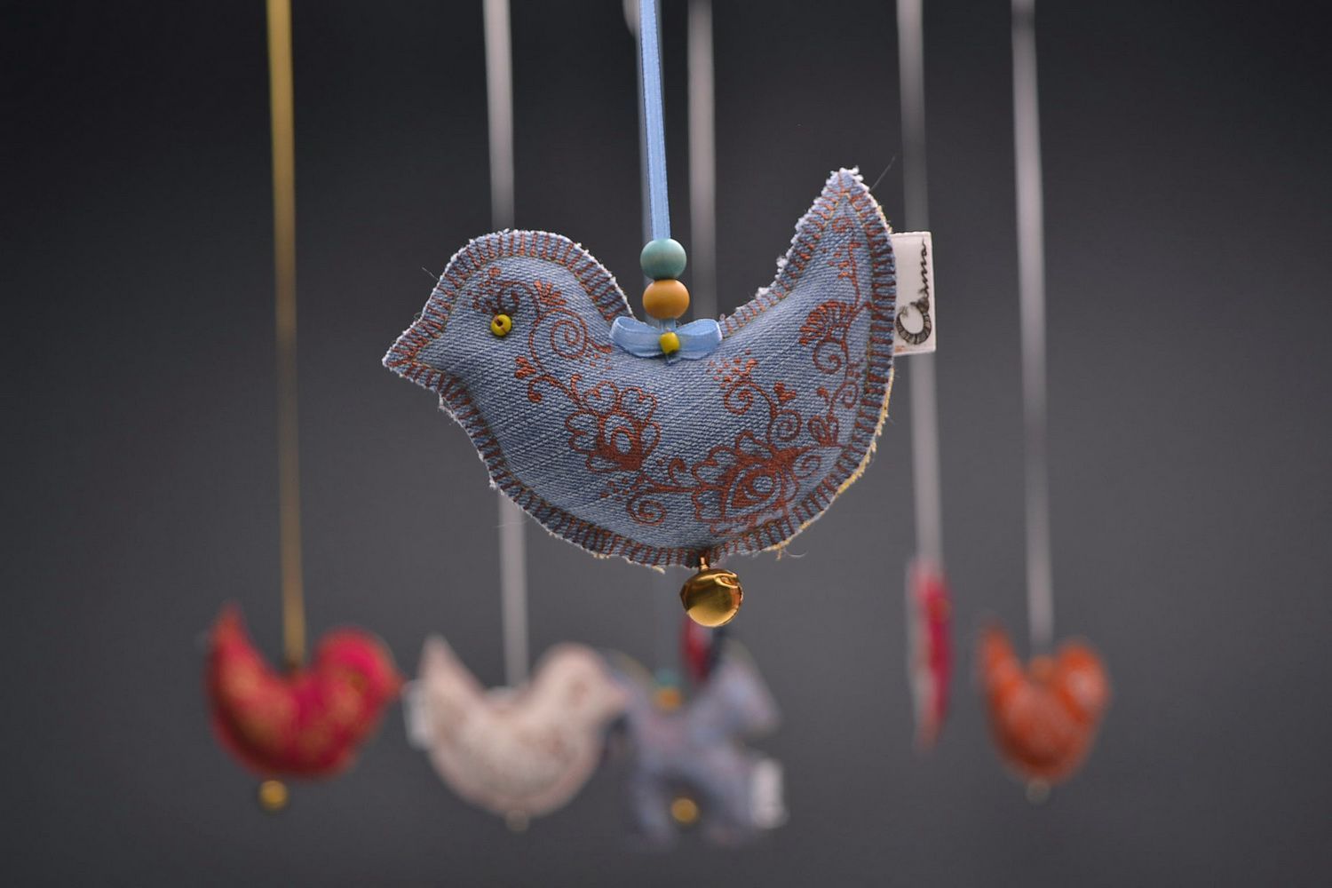 Interior cloth pendant Birdie with Ukraine in its heart photo 1