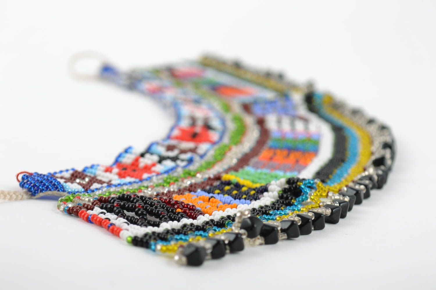 Handmade bright colorful designer necklace made of Czech beads photo 4