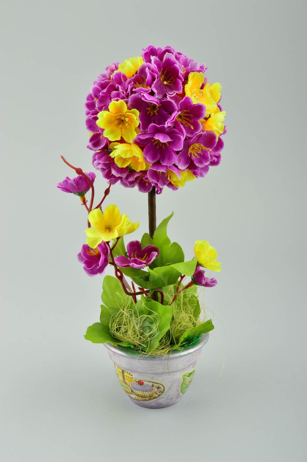 Topiario de flores artesanl regalo original elemento decorativo color lila foto 1