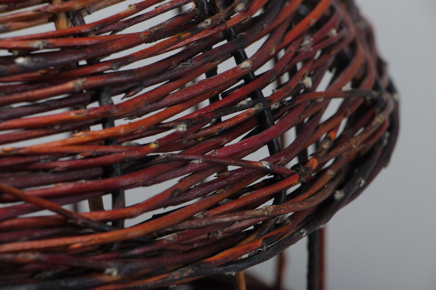 Плетеная кормушка для птиц из ивовой лозы в виде домика подвесная ручной работы фото 3