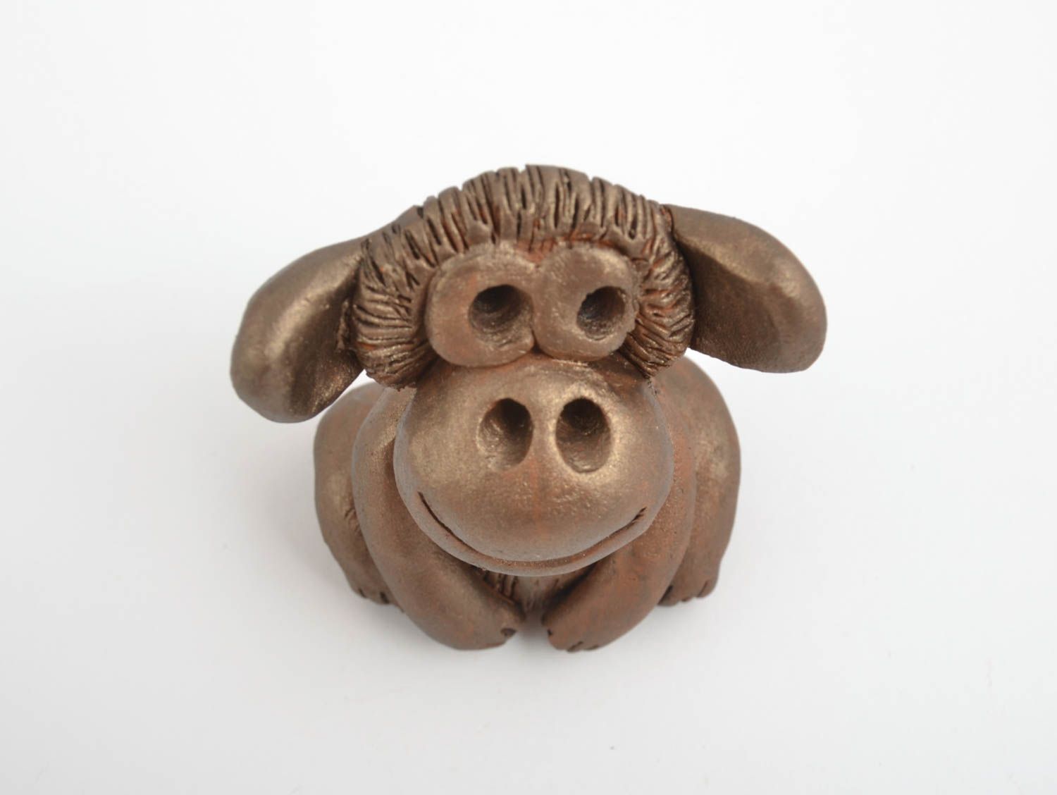 Статуэтка обезьянка сувенир ручной работы декоративная фигурка сувенир из глины фото 4