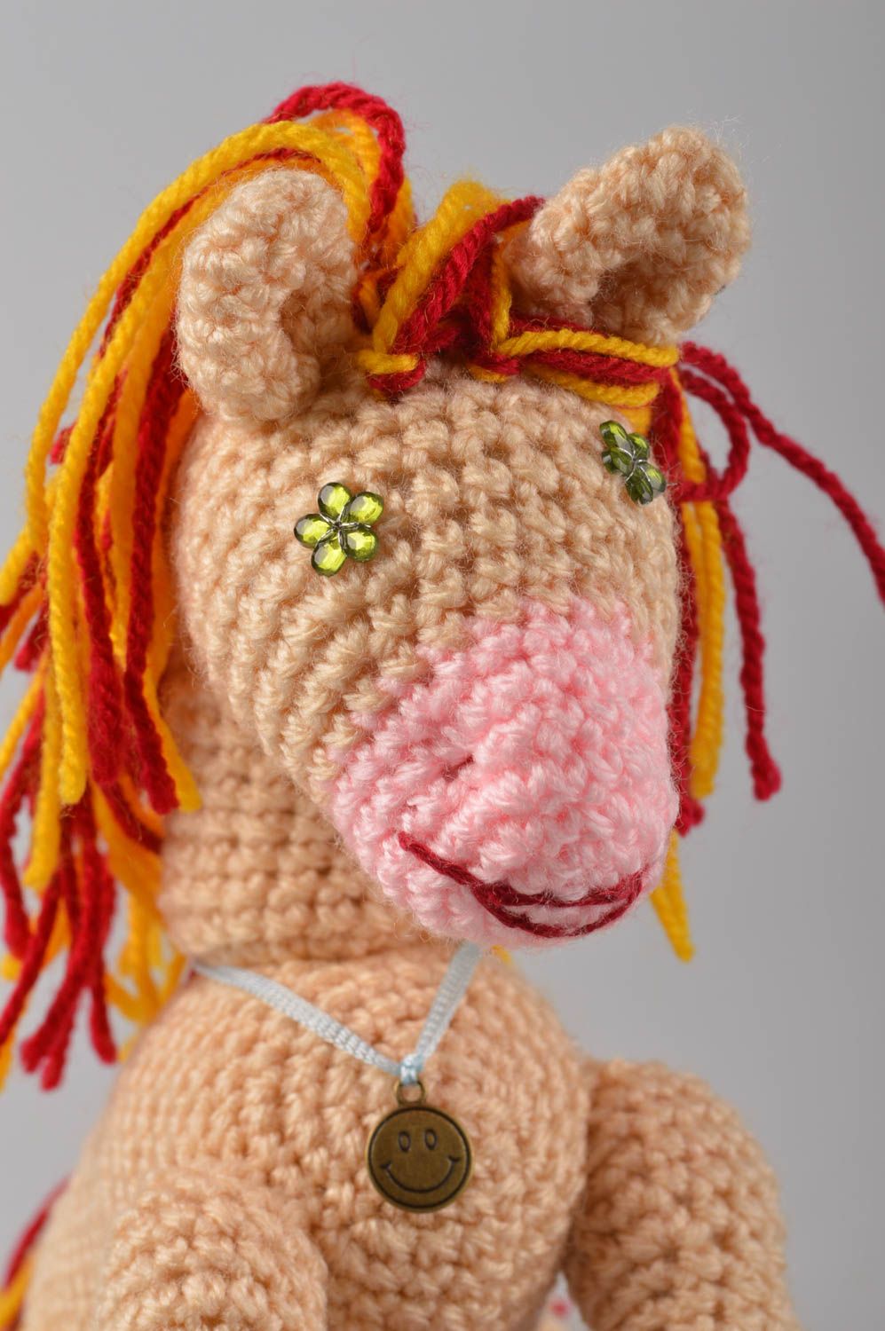Peluche cheval Jouet fait main tricoté au crochet en acrylique Cadeau enfant photo 4