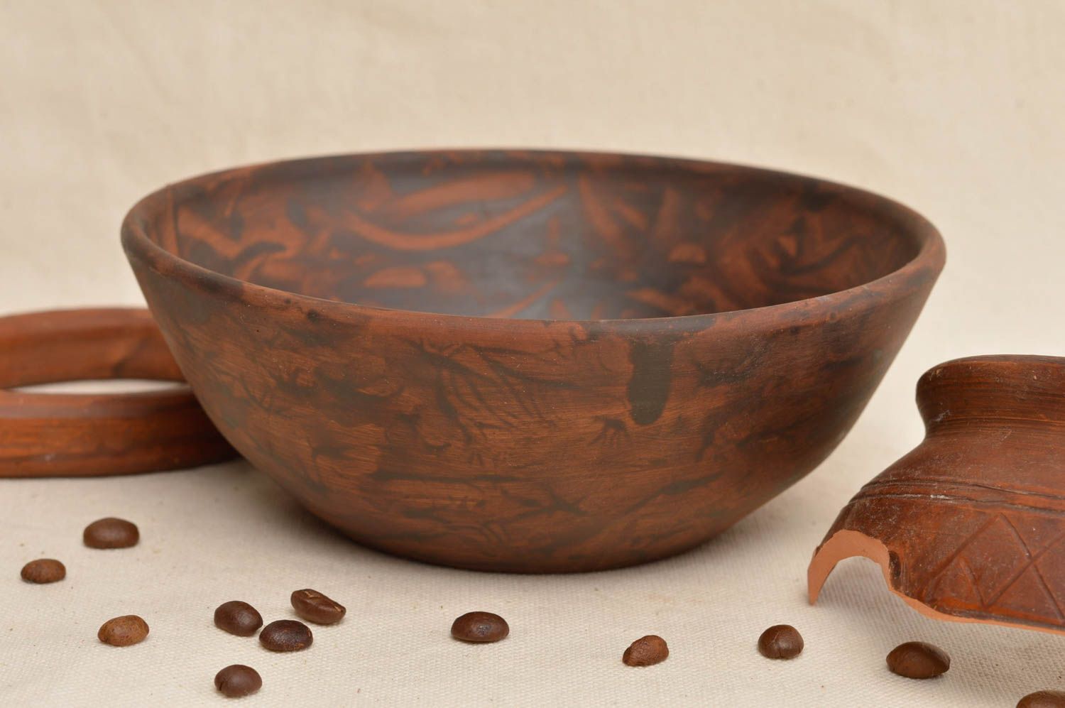 Ensaladera de cerámica marrón hecha a mano menaje del hogar regalo original foto 1