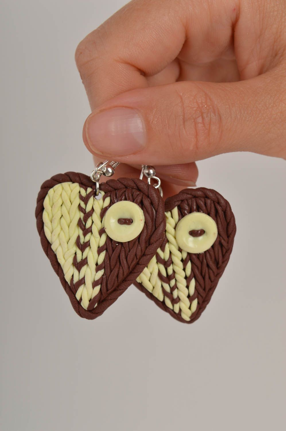Украшение ручной работы модные серьги сердечки серьги из полимерной глины фото 2