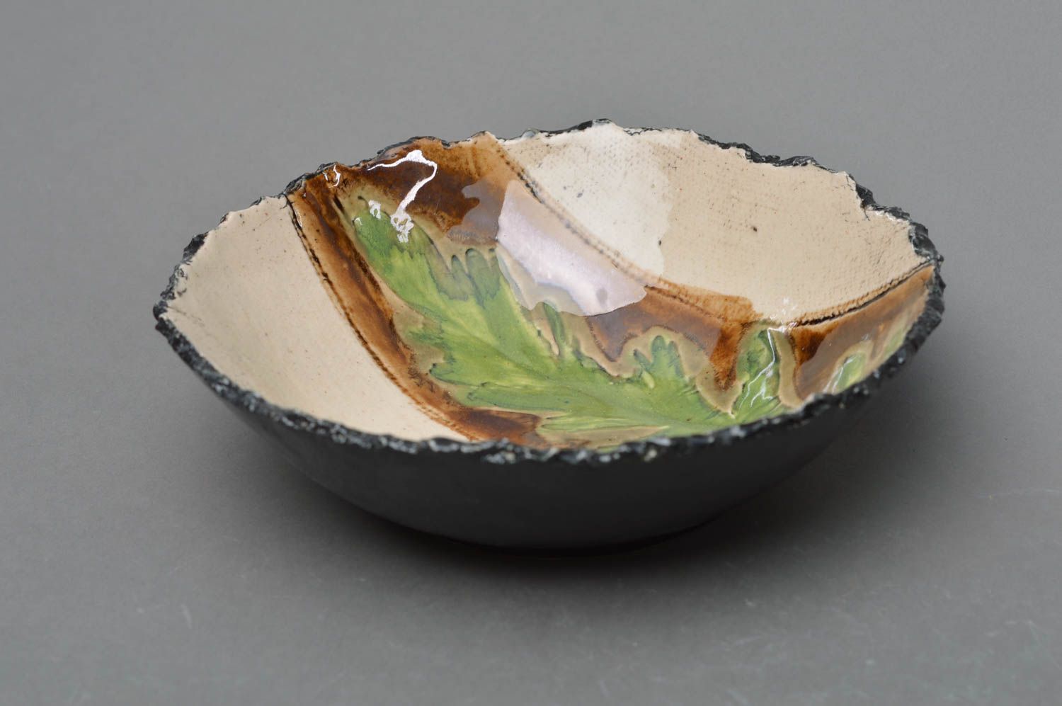 Handmade bowl for salad made of porcelain beautiful handmade painted tableware photo 1