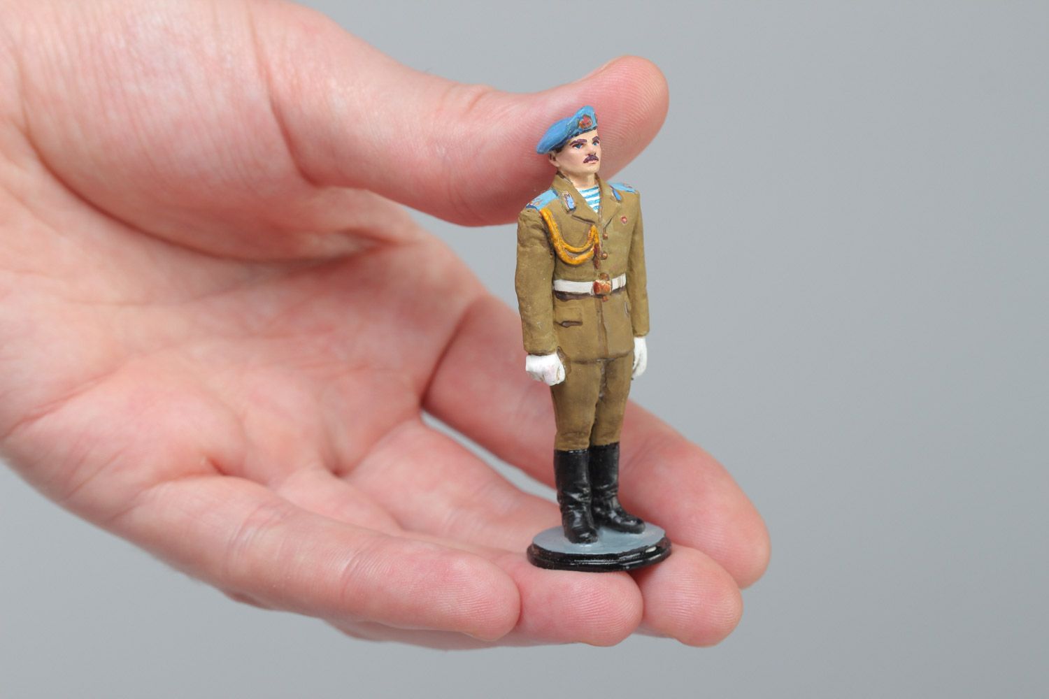 Handmade collectible tin figurine of soldier of landing forces of Soviet Union photo 5