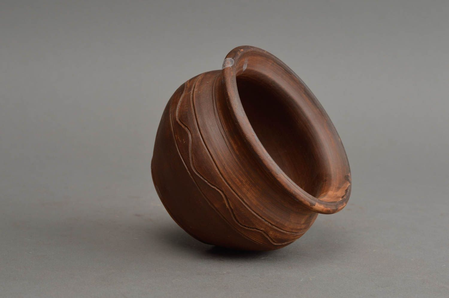 Pot de cuisine en argile rouge fait main original vaisselle brune poterie photo 3