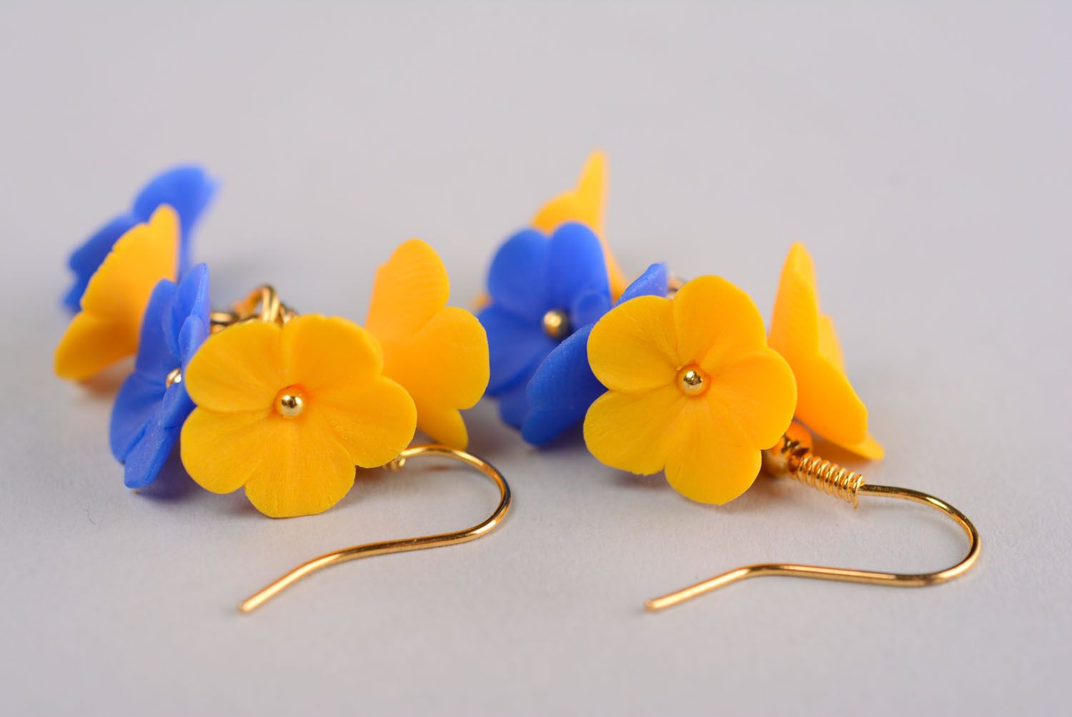 Handmade polymer clay earrings Flowers photo 4