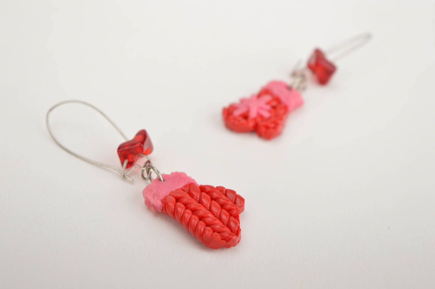 Handmade cute bright earrings designer stylish earrings elegant red jewelry photo 4