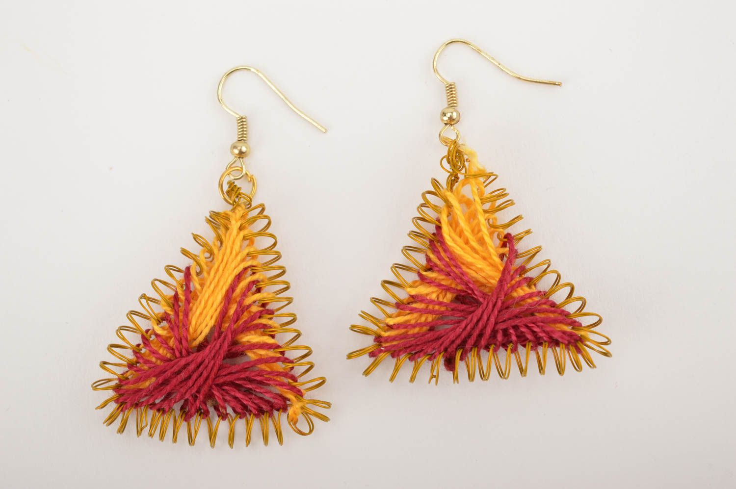 Stylish handmade textile earrings woven thread earrings wire earrings for girls photo 2