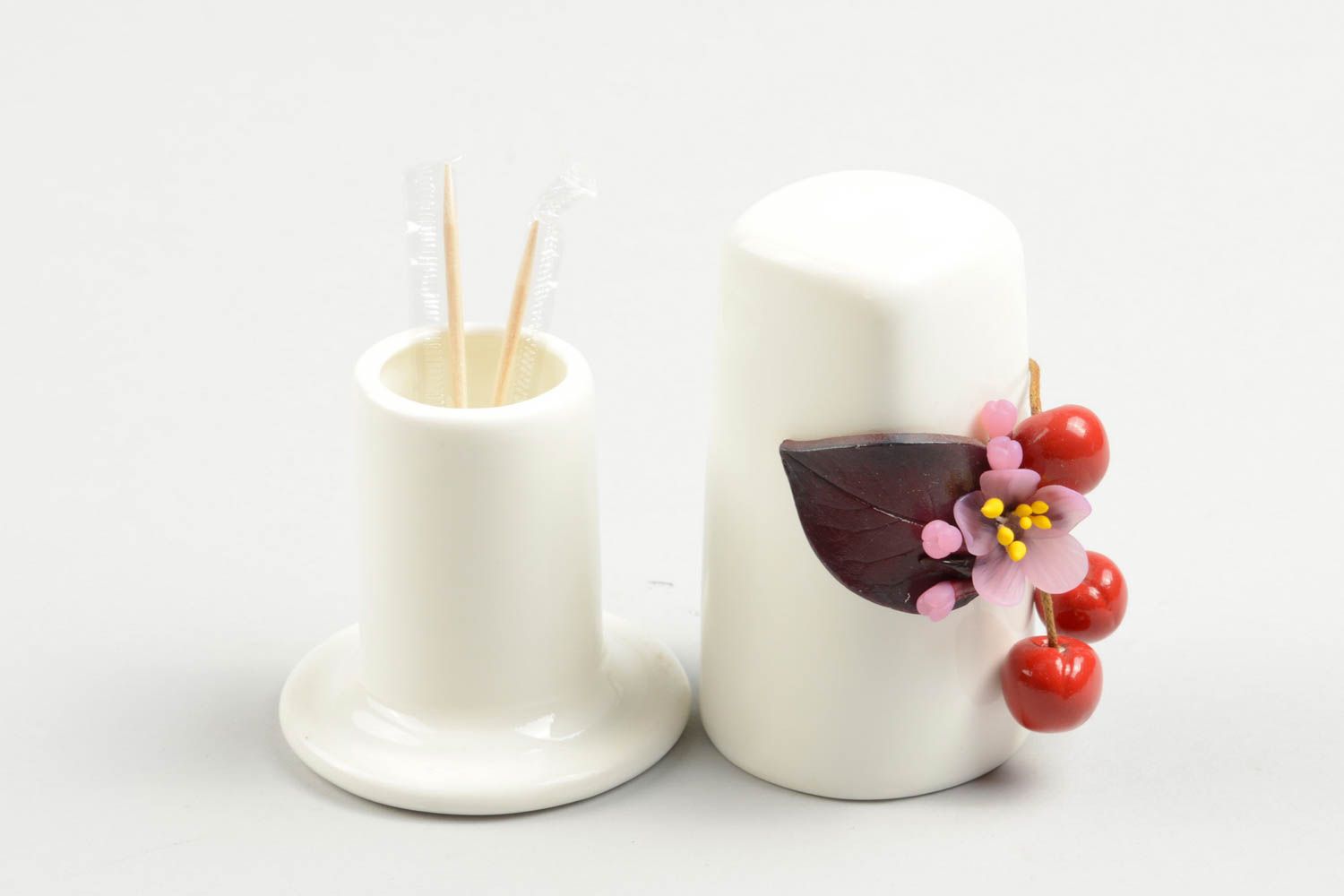 Zahnstocher Box handgefertigt Küchen Zubehör Designer Geschenk in Weiß foto 4