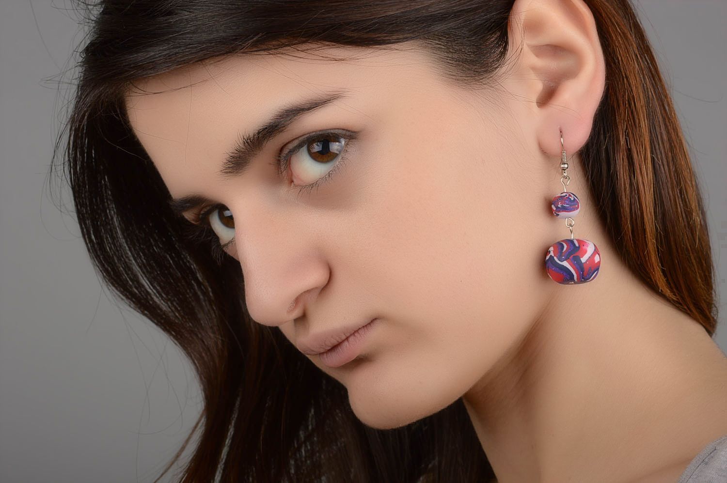 Beautiful handmade plastic ball earrings polymer clay ideas cool jewelry photo 5
