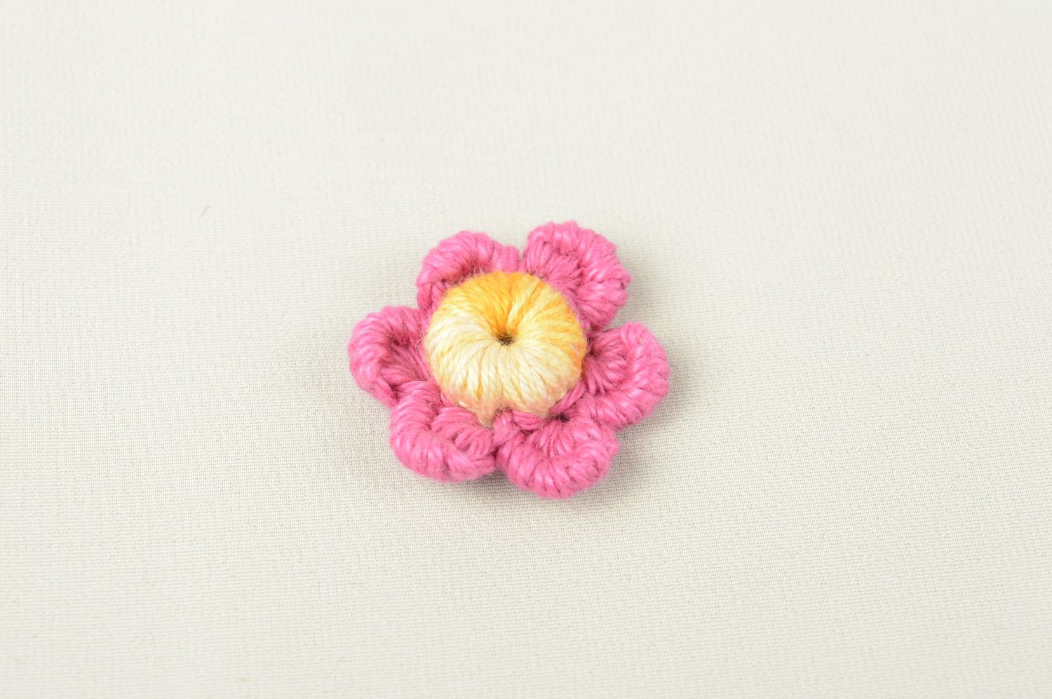 Fleur pour bijoux faite main Fourniture bijoux tricotée rose Loisirs créatifs photo 1