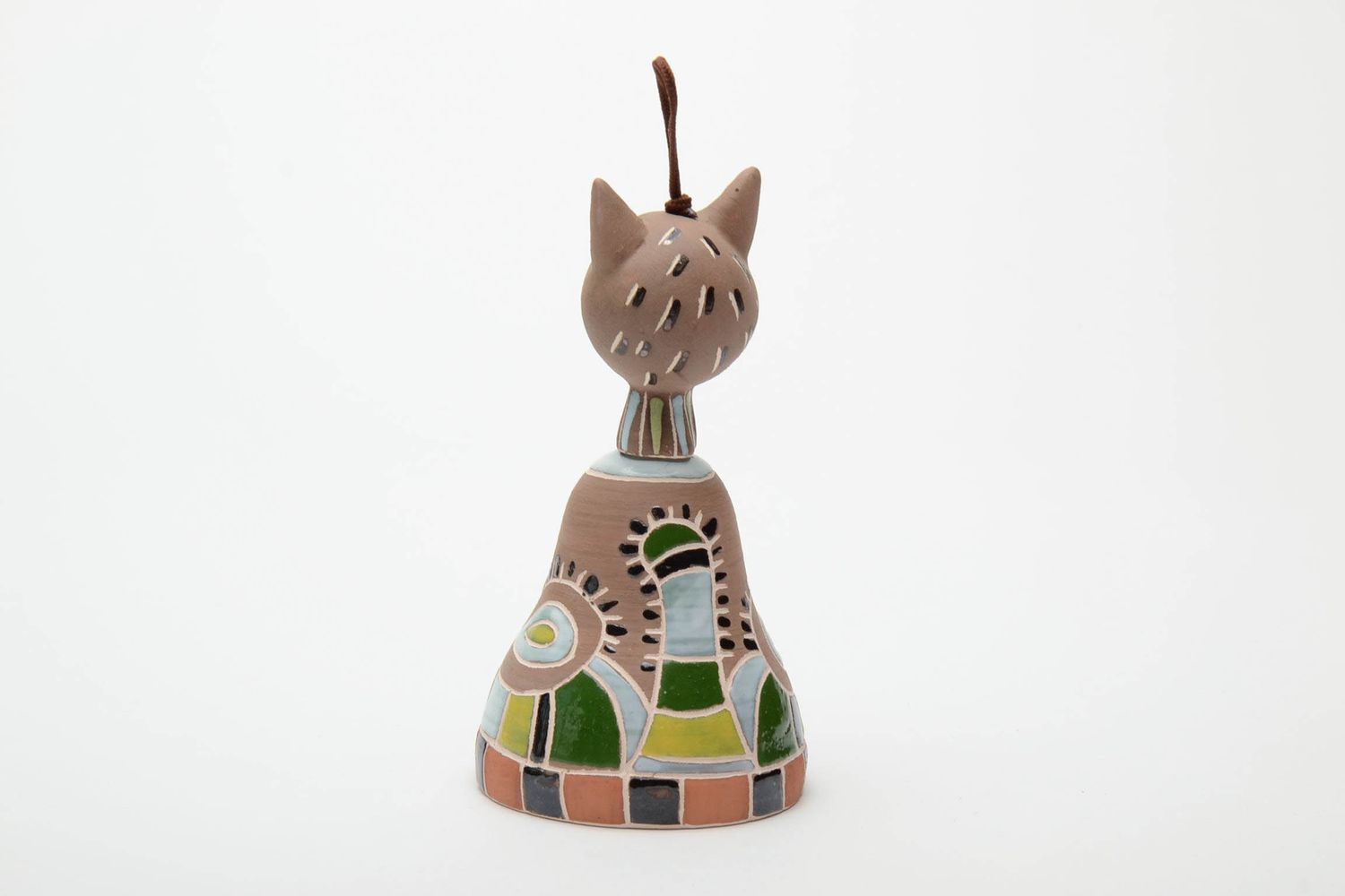 Керамический колокольчик кот фигурка для декора дома фото 3