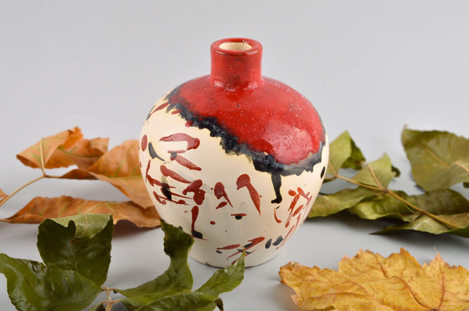 Ваза для декора ручной работы красивая ваза глиняная на полочку декор для дома фото 1