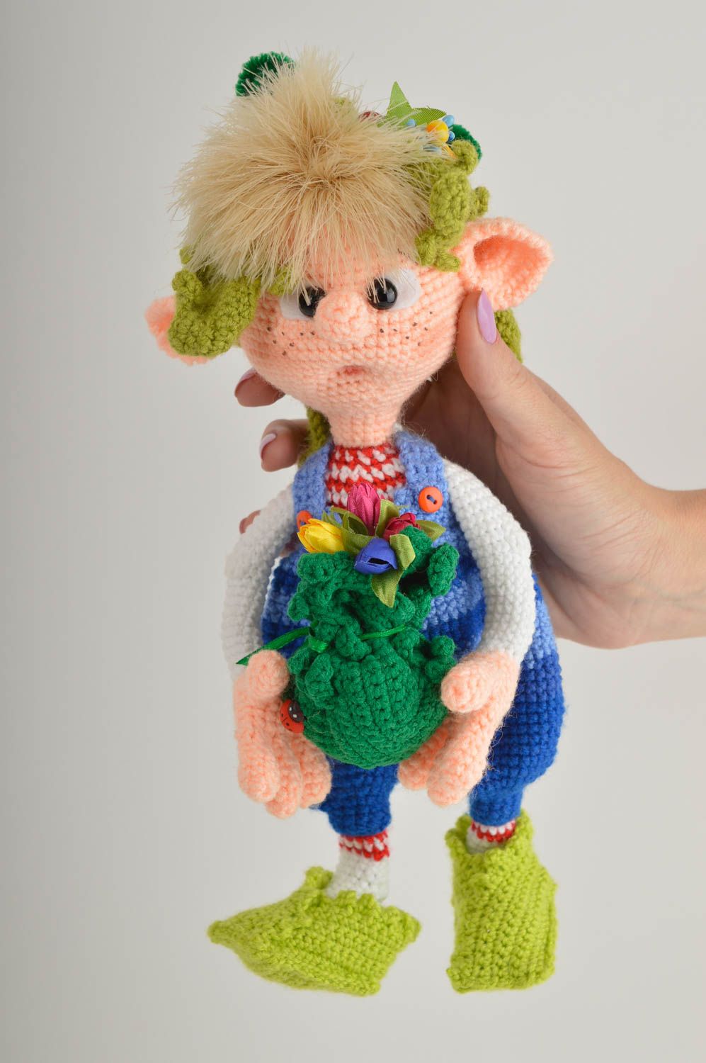 Poupée elfe Jouet fait main tricoté en fils acryliques Cadeau pour fille photo 5
