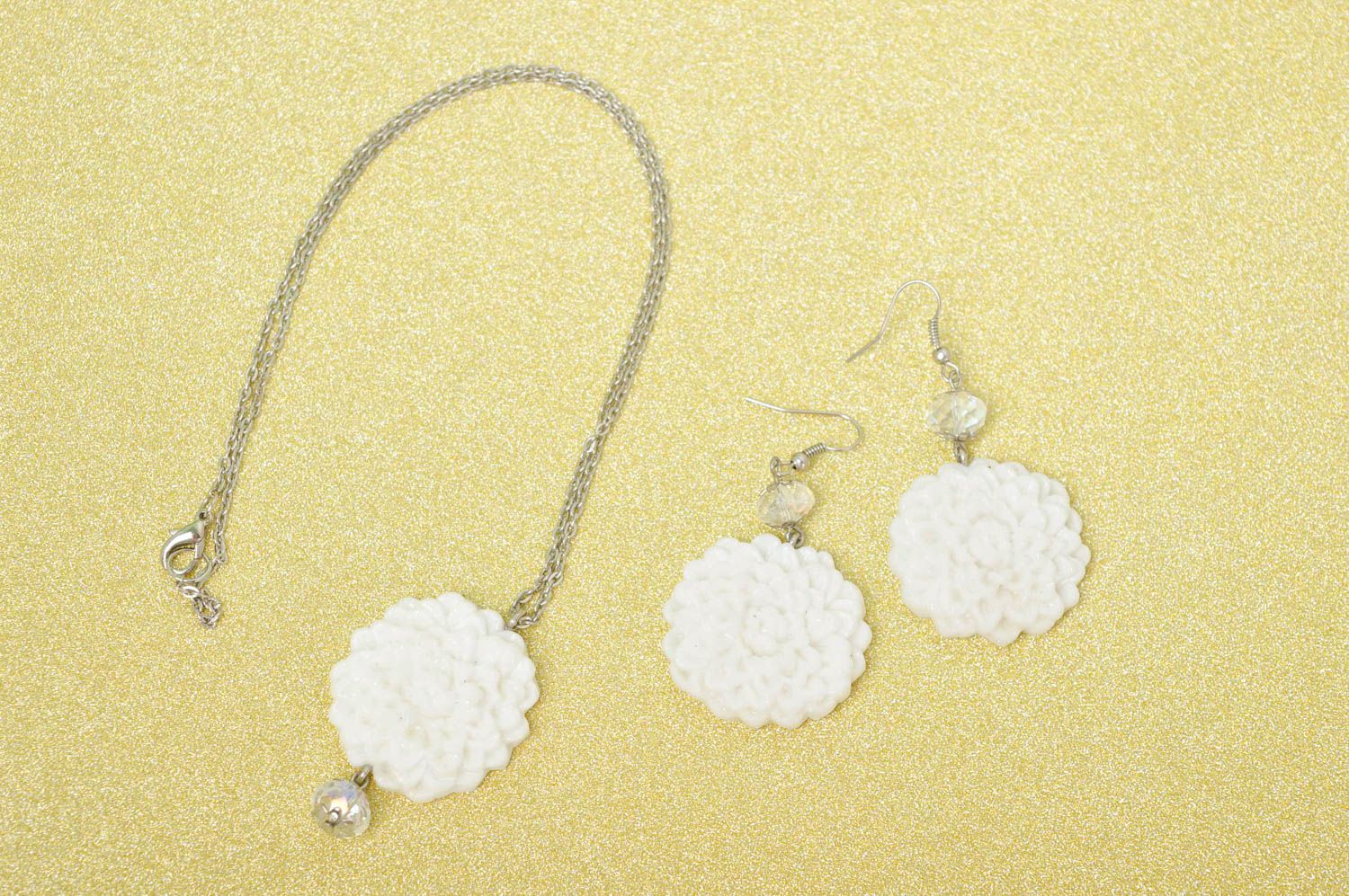 Beautiful handmade jewelry set plastic earrings pendant necklace gifts for her photo 2