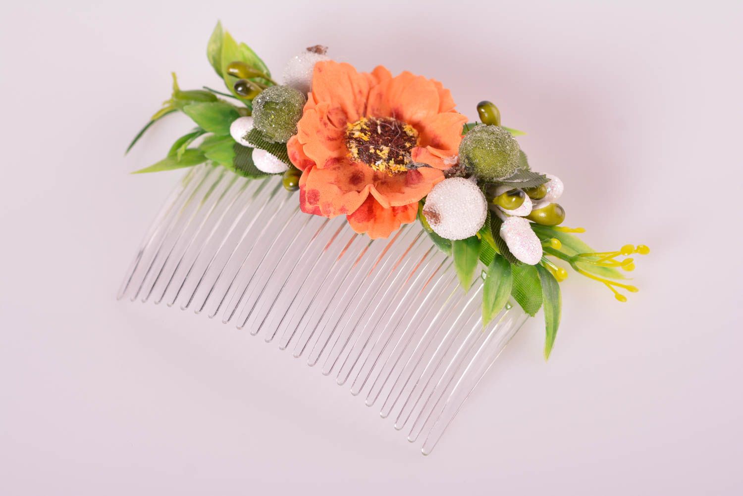 Flower hair comb handmade hair clip designer accessories summer hair clips photo 1
