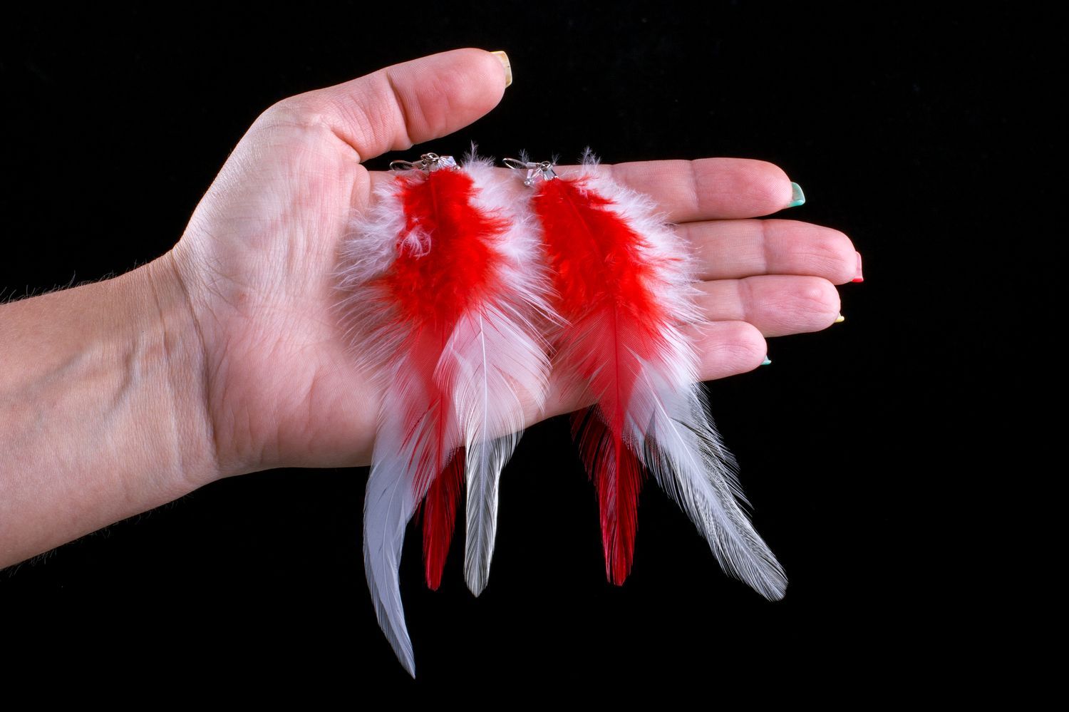 Handmade earrings jewelry with feathers beautiful bijouterie perfect present photo 4
