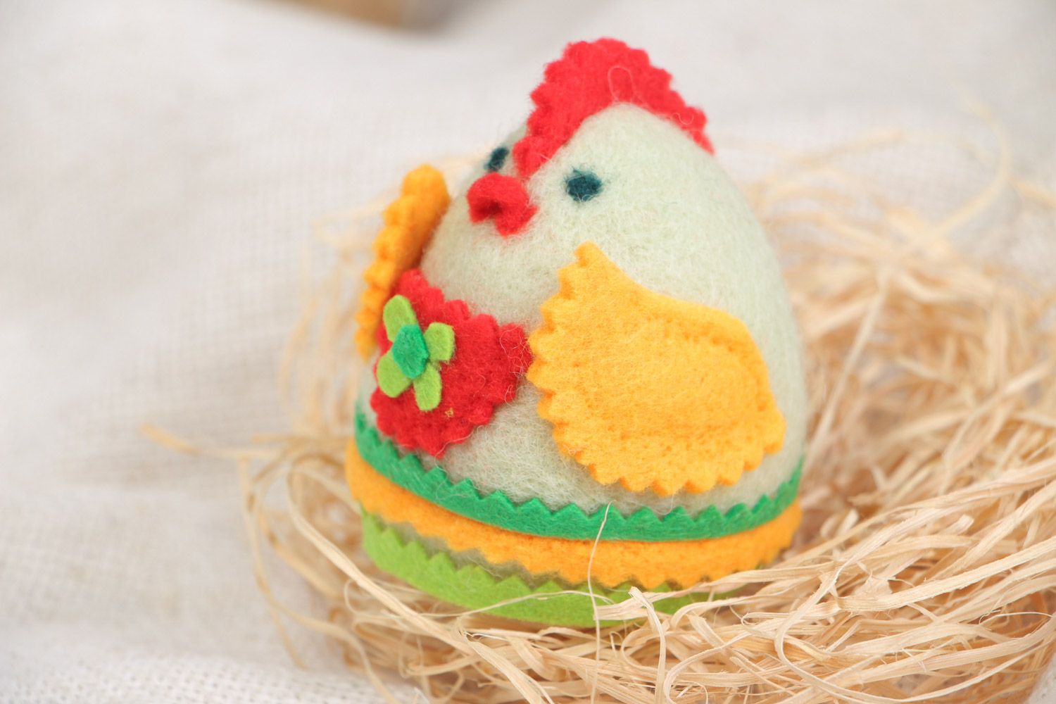 Handmade small toy chicken made using wool felting technique home decor photo 1