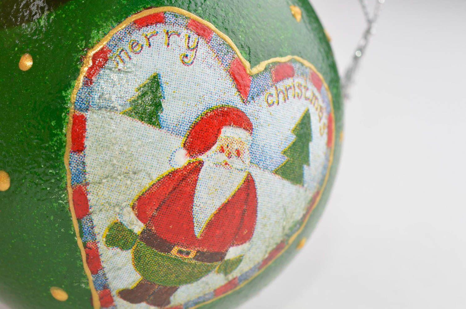 Boule Noël verte faite main Décoration Nouvel An avec Père Noël Idée cadeau photo 5