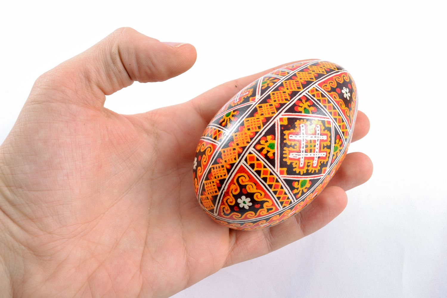 Painted Easter goose egg with rich pattern photo 2