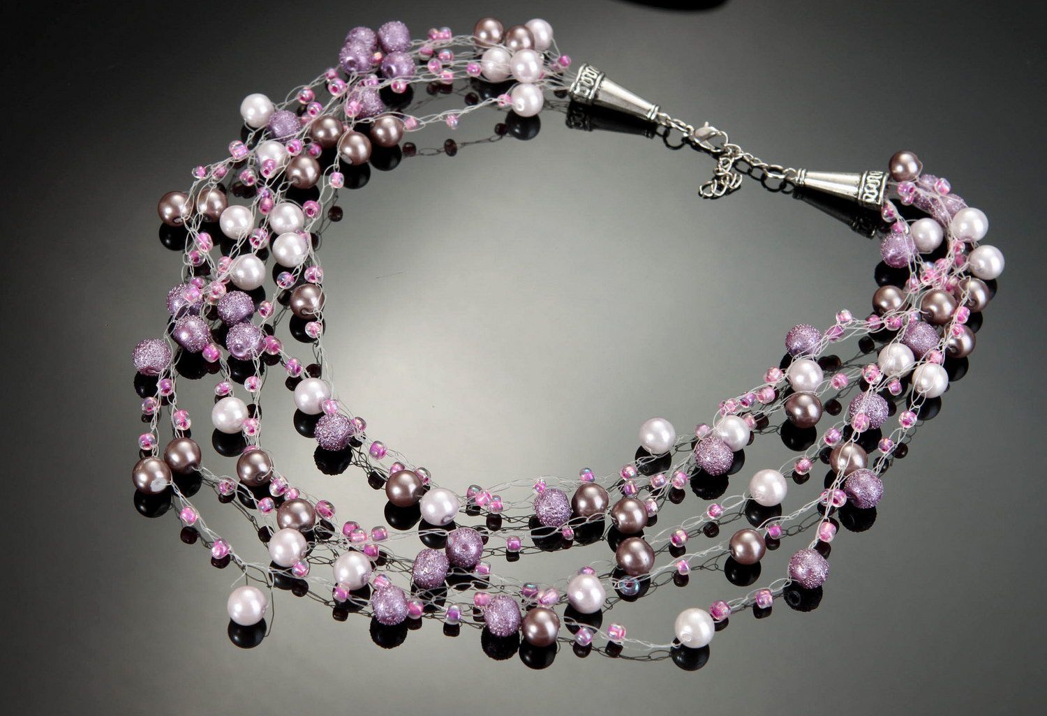 Necklace made of ceramic pearls photo 3