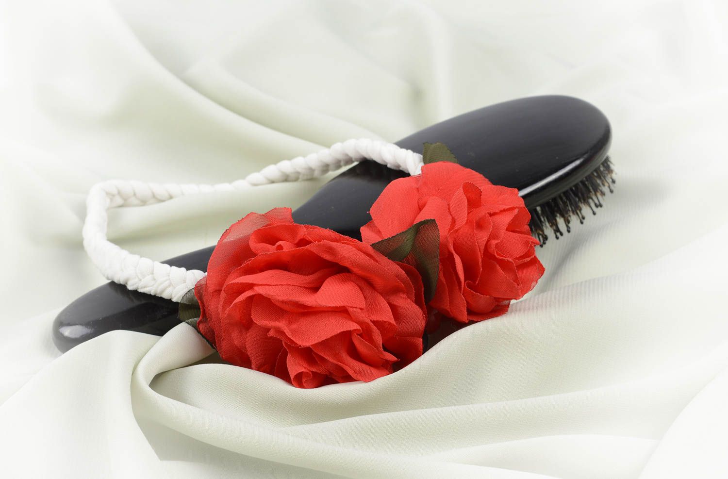 Rotes Blumen Haarband handmade Designer Schmuck Accessoire für Haare foto 5