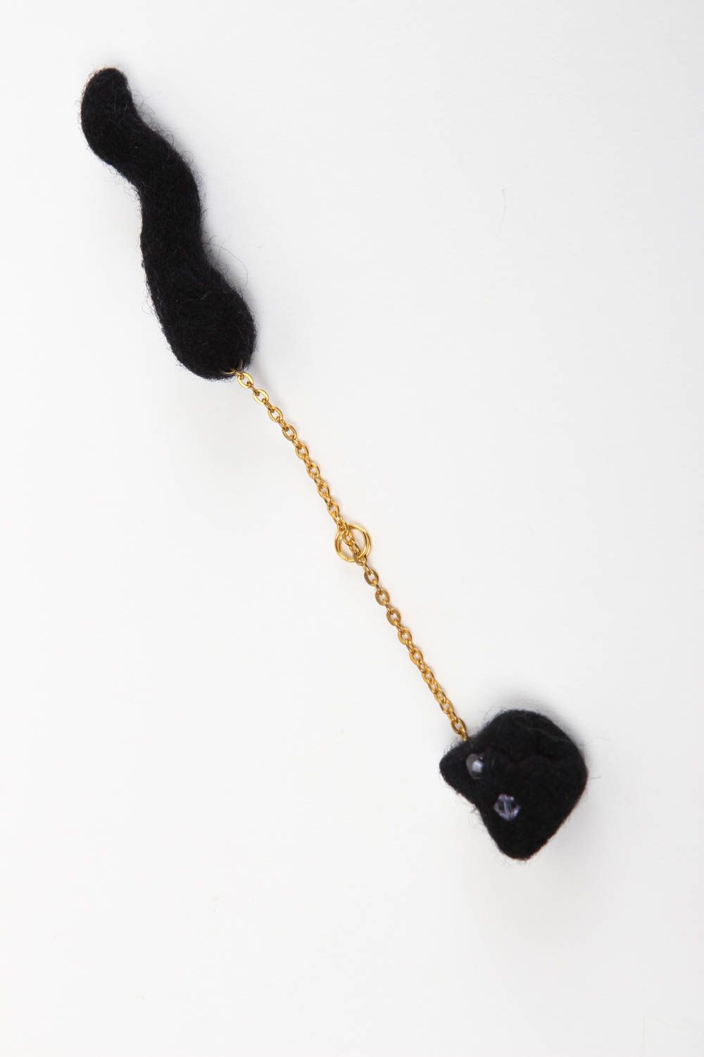 Pendentif fantaisie Bijou fait main en laine feutrage Accessoire femme chat noir photo 1